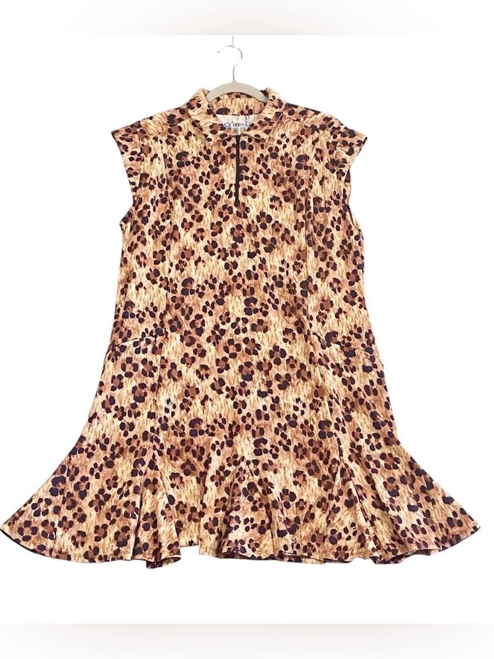 IBKUL Leopard Sleeveless Polo Dress S M L Golf Tennis NEW - Picture 3 of 4